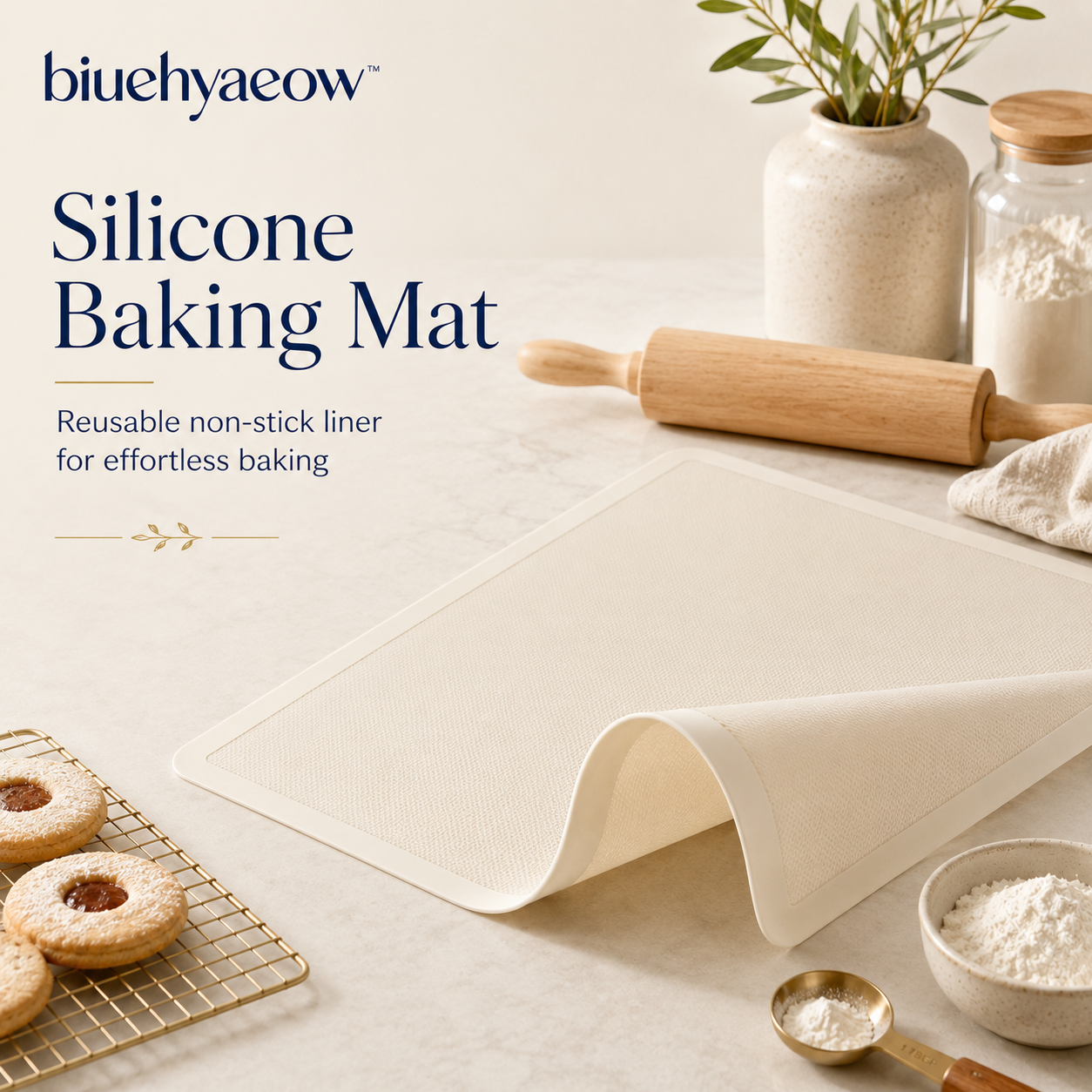 biuehyaeow™ Non-Stick Silicone Baking Mat | Reusable Oven Liner